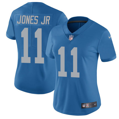 Nike Lions #11 Marvin Jones Jr Blue Throwback Women's Stitched NFL Vapor Untouchable Limited Jersey